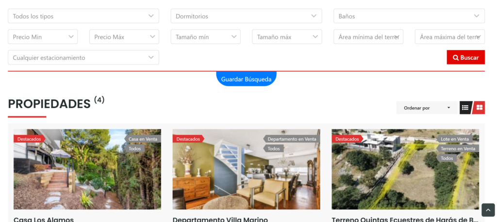 busqueda avanzada de propiedades